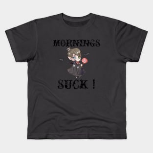 Mornings Suck Vampire Fangs Kids T-Shirt